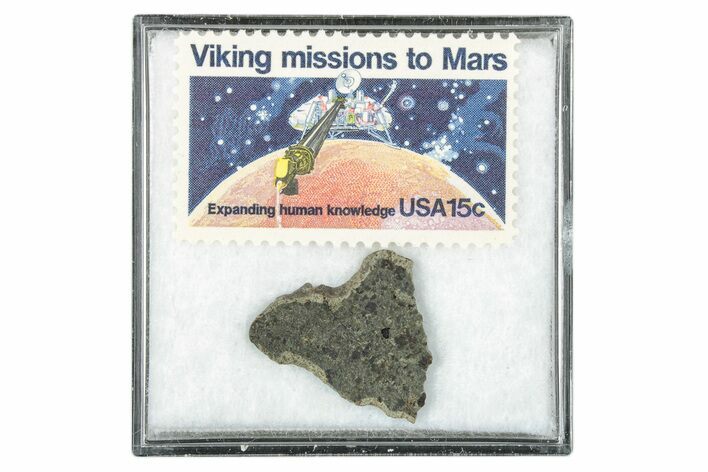 Martian Meteorite ( g) Slice - With Viking Mission Stamp #340019